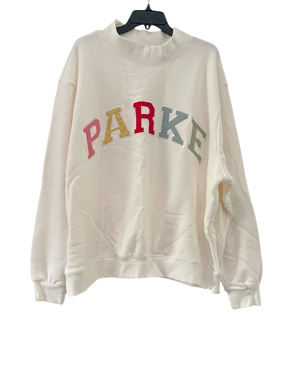 PARKE Summerland Mockneck Varsity Sweatshirt NEW Multi Colored White XXL